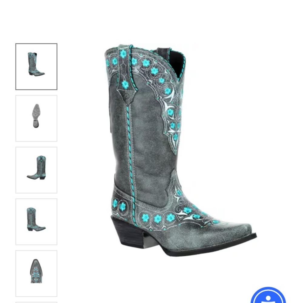 NEW!!! Durango Gray and Blue Western Boots, Size 8 - Picture 2 of 11